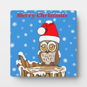 Snowflake the Owl at Christmas Fotoplatte