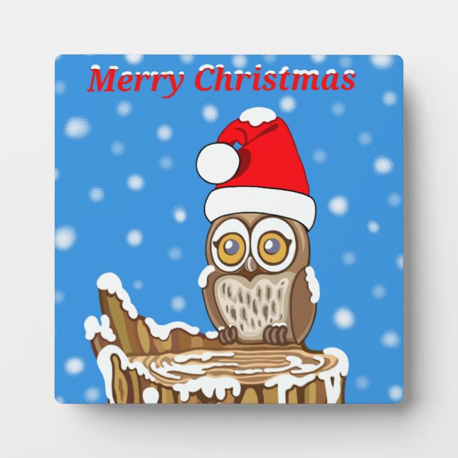 Snowflake the Owl at Christmas Fotoplatte (Vorderseite)