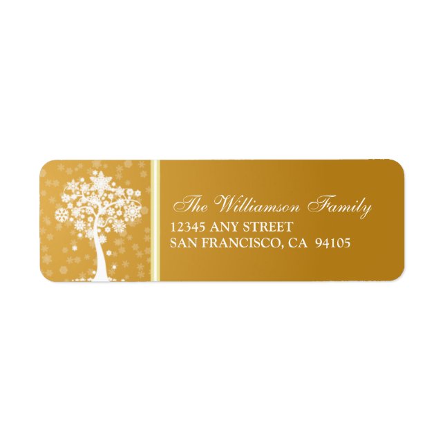 Snowflake Tree Holiday Address Labels (Gold) (Vorne)