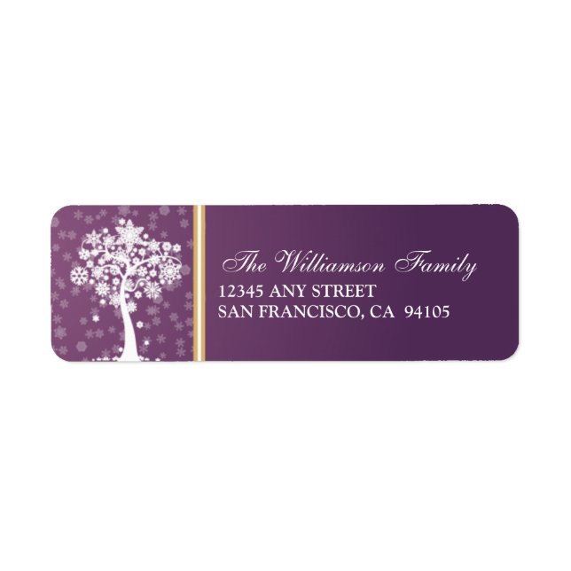 Snowflake Tree Holiday Address Labels (lila) (Vorne)
