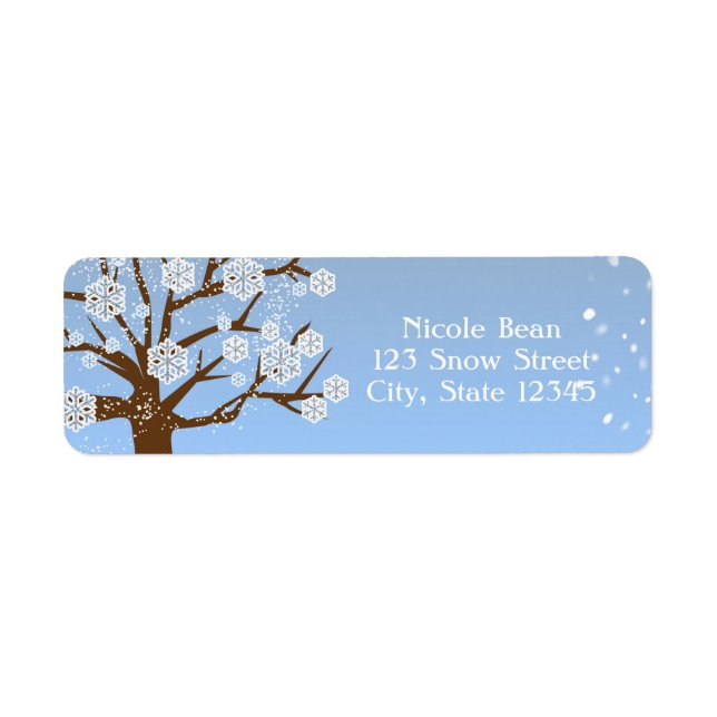 Snowflake Tree Winter Wonderland Étiquettes de adr (Devant)