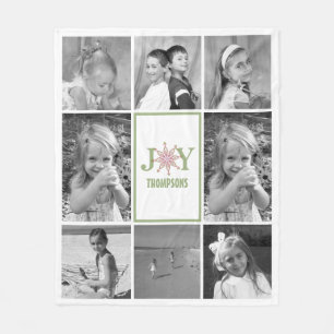 Snowflake Typography Photo Holiday Christmas Fleecedecke