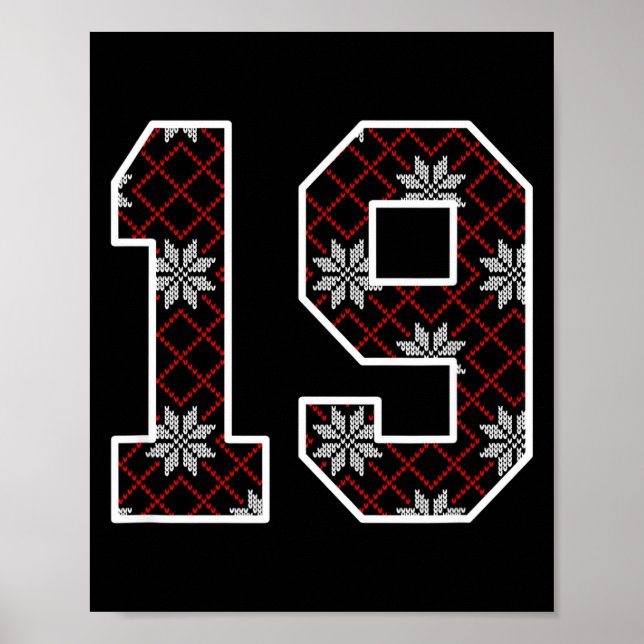 Snowflake Ugly Christmas Number 19 Uniform #19 Jer Poster (Vorne)