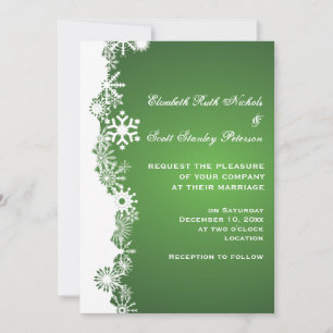 Snowflake vert blanc hiver invitation mariage