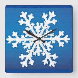 Snowflake Wall Clock Blau Quadratische Wanduhr