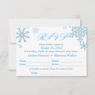 Snowflake Wedding RSVP Card (Malibu Silver) Karte