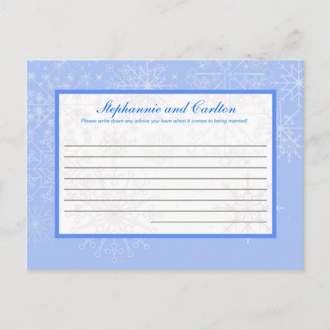 Snowflake Wedding Writable Advice Card Hinweiskarte (Vorderseite)