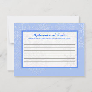 Snowflake Wedding Writable Advice Card Hinweiskarte
