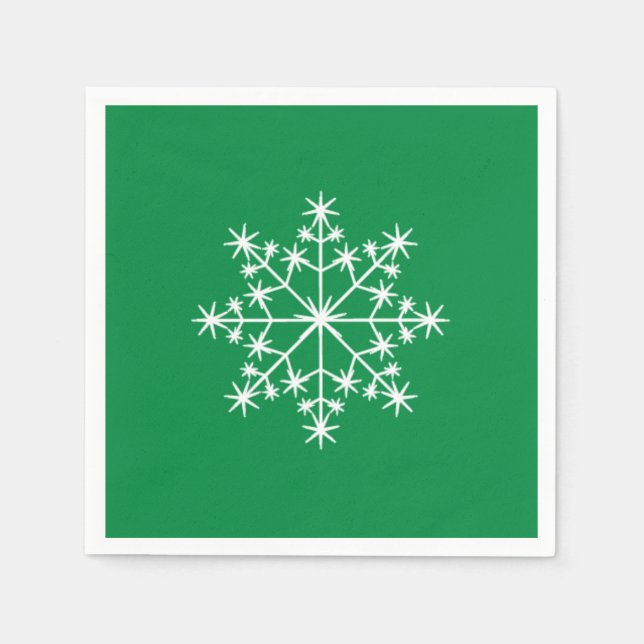 Snowflake Weihnachten Weihnachten Grüner Urlaub Serviette (Vorderseite)
