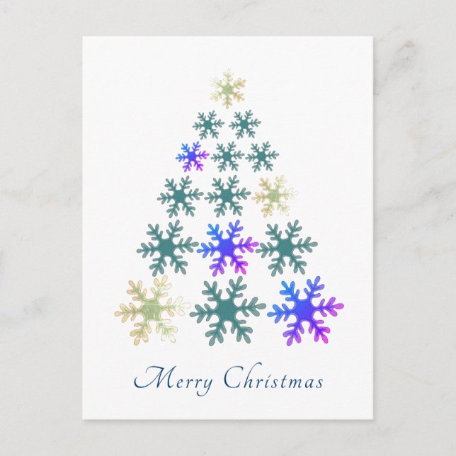 Snowflake Weihnachtsbaum Frohe Weihnachtsfeiertage Feiertagspostkarte (Vorderseite)