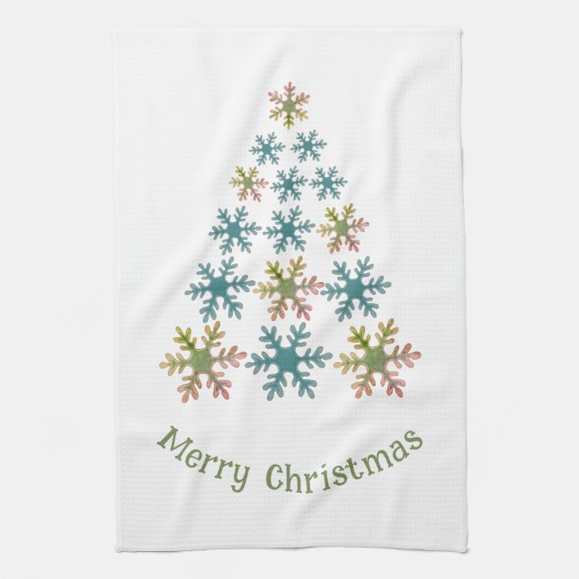 Snowflake Weihnachtsbaum Minimalistischer Urlaub Geschirrtuch (Vertikal)