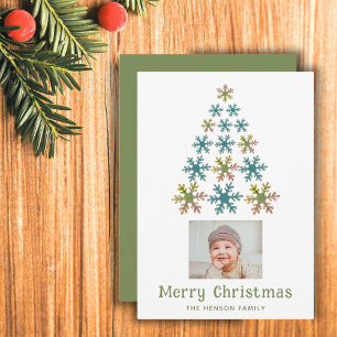 Snowflake Weihnachtsbaum Minimalistisches Foto Feiertagskarte