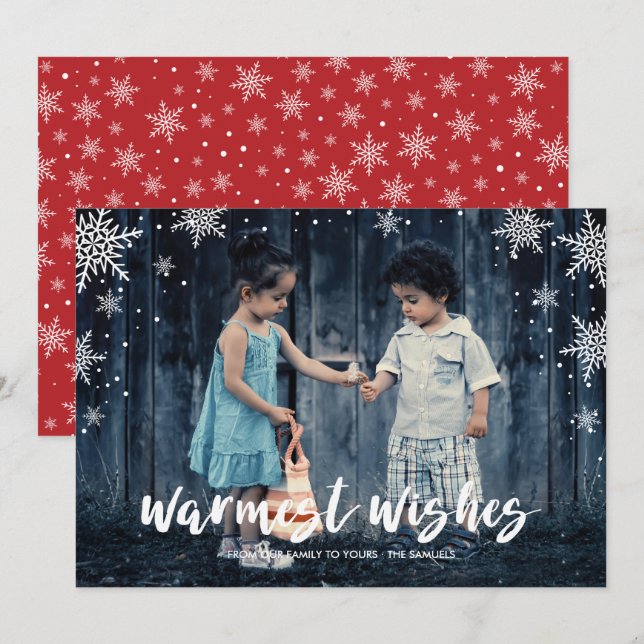 Snowflake Weihnachtsfeiertag Foto Feiertagskarte (Vorne/Hinten)