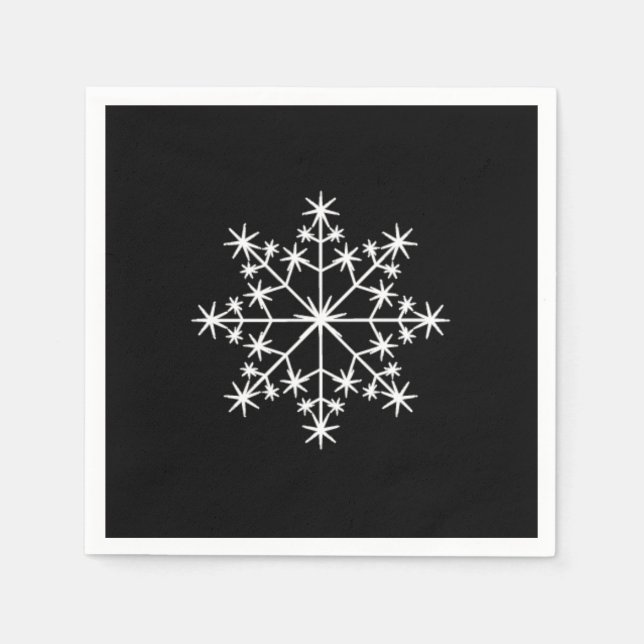 Snowflake Weihnachtsfeiertag Schwarz-weiß Serviette (Vorderseite)