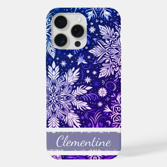 Snowflake Weihnachtsmuster iPhone 15 Pro Max Hülle (Rückseite)