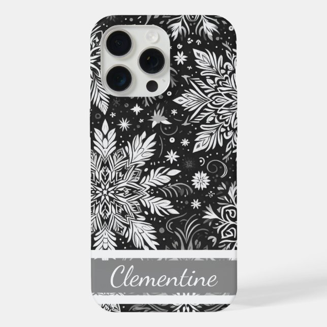 Snowflake Weihnachtsmuster iPhone 15 Pro Max Hülle (Rückseite)