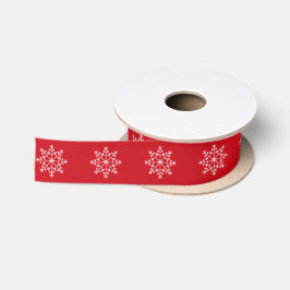 Snowflake Weihnachtsmuster Venezianisch Red Holida Satinband