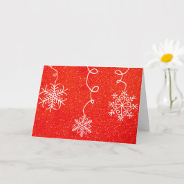 Snowflake Whimsical Red White Retro Weihnachtskart Karte