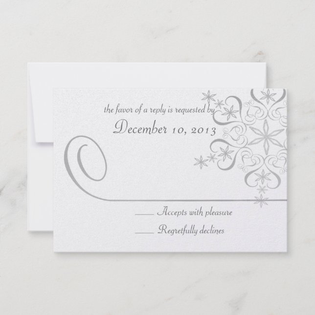 Snowflake White Elegance Response Card RSVP Karte (Vorderseite)