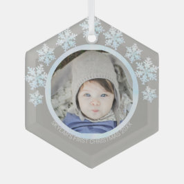 Snowflake White Opal Chic Runde Foto Weihnachten Ornament Aus Glas