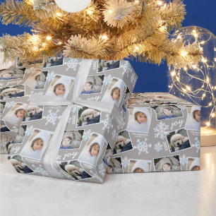 Snowflake White Opal Elegante Weihnachten 3 Foto Geschenkpapier