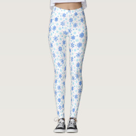 Snowflake White Pastel Blue Baby Blue Elegante Leggings