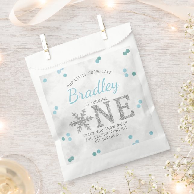 Snowflake Winter 1. Geburtstag Geschenktütchen (Ausgeschnitten)