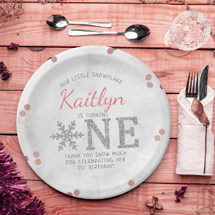 Snowflake Winter 1. Geburtstag Pappteller