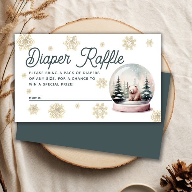 Snowflake Winter Baby Duschkabine Windelwanne Begleitkarte (Snowflake Winter Baby Shower Diaper Raffle Enclosure Card)