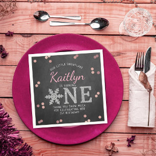 Snowflake Winter Chalkboard 1. Geburtstag Serviette