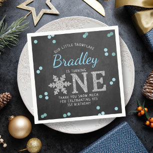 Snowflake Winter Chalkboard 1. Geburtstag Serviette