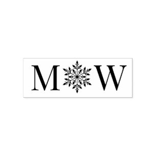 Snowflake Winter Couple Wedding 2 Initial Monogram Permastempel
