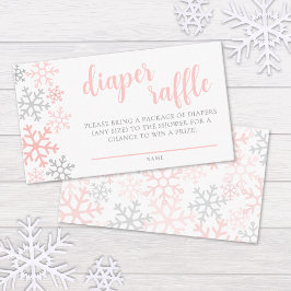 Snowflake Winter Girl Baby Shower Diaper Raffle Begleitkarte