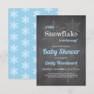 Snowflake Winter Halbpension Blue Boys Baby Dusche Einladung
