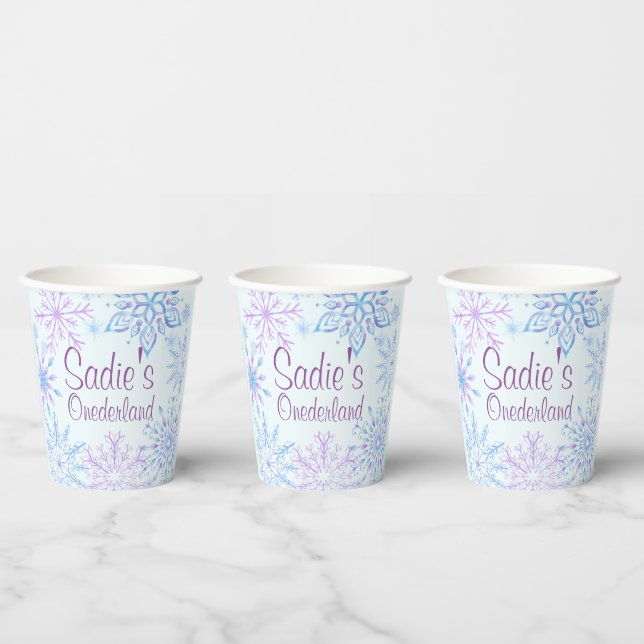 Snowflake Winter One-Derland Erster Geburtstag Pap Pappbecher (Multi)