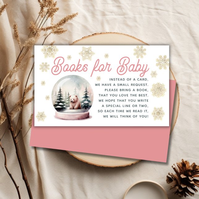 Snowflake Winter Pink Babydusche Buchungsanfrage Begleitkarte (Snowflake Winter Pink Baby Shower Book Request Enclosure Card)