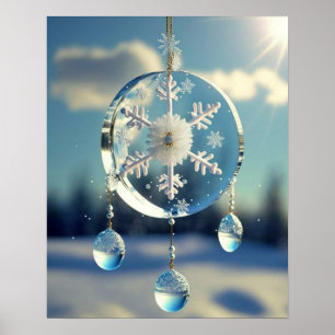 Snowflake Winter Wedding Ornament Poster