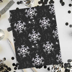 Snowflake Winter Wonder Schwarzes Weihnachten Seidenpapier