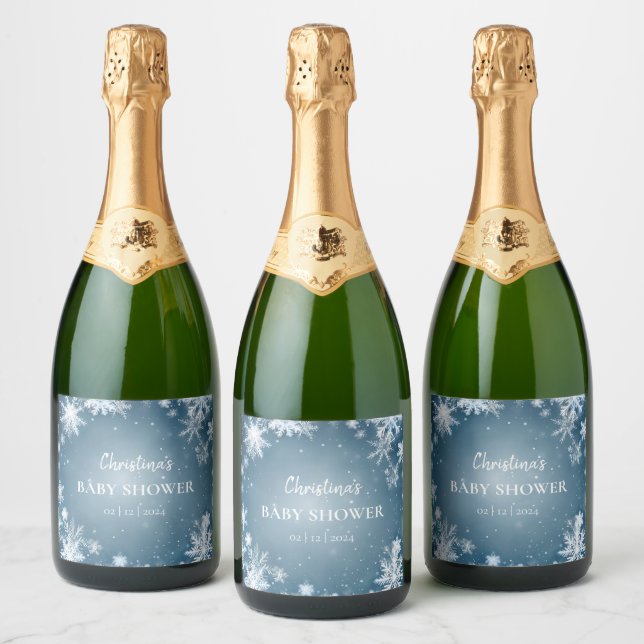Snowflake Winter Wonderland Baby Dusche Blau (Flaschen)