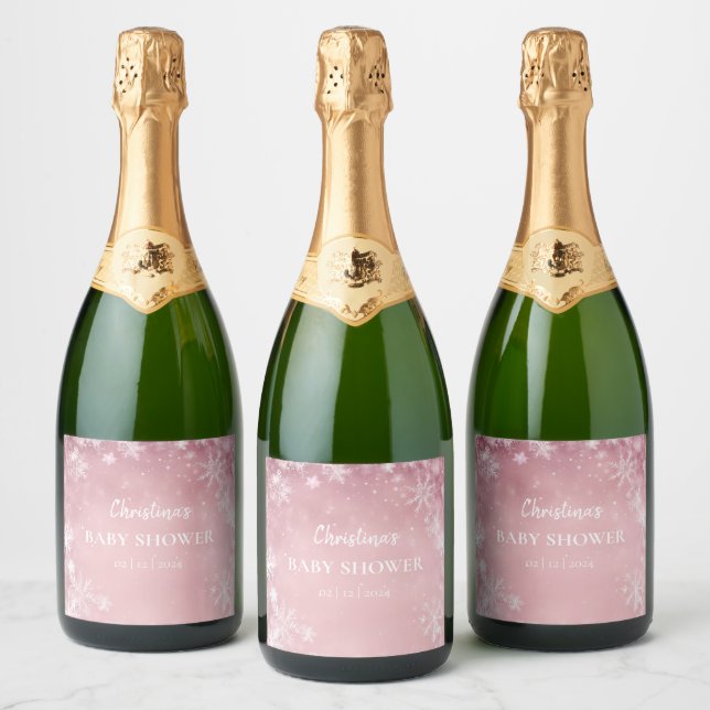 Snowflake Winter Wonderland Babydusche Rosa (Flaschen)
