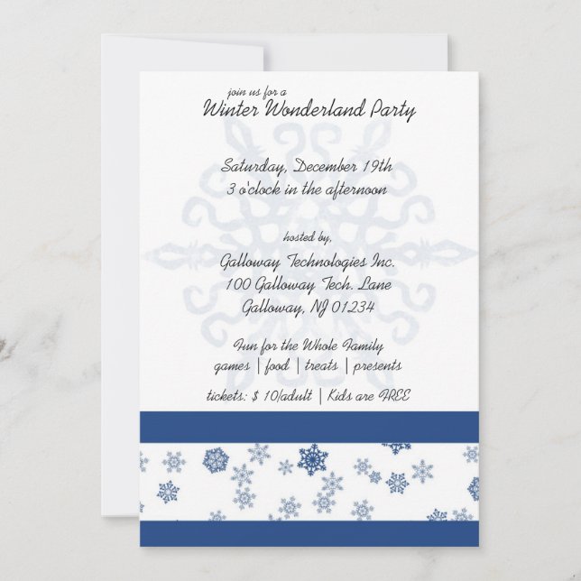 Snowflake Winter Wonderland Party Einladungen (Vorderseite)