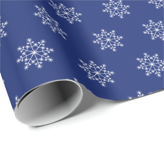 Snowflake Xmas Muster Weihnachten Blauer Urlaub Geschenkpapier (Rolleneckpunkt)