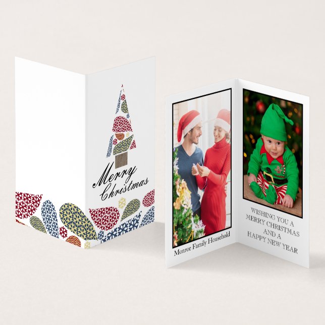 Snowflake Xmas Tree, carte de Noël photo famille (Intérieur et extérieur)