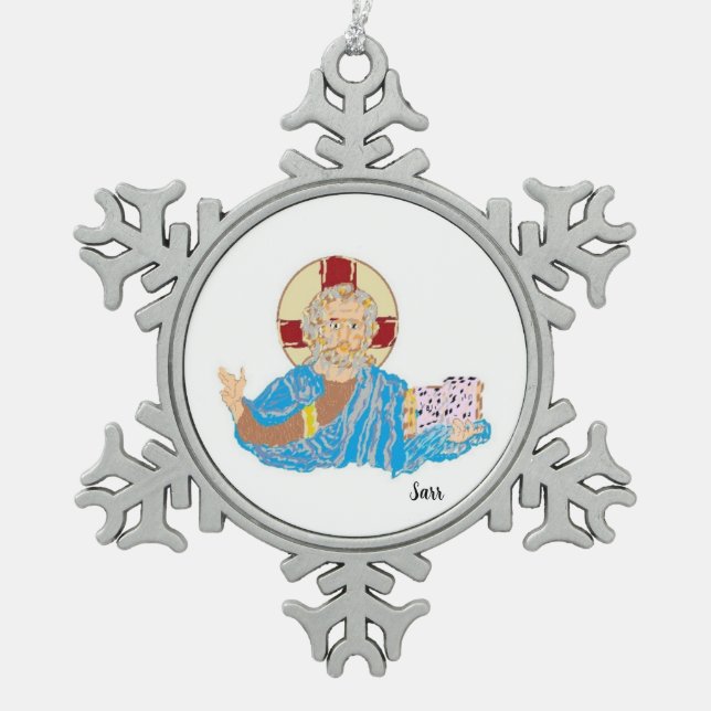 SnowflakeOrnament : Herr Jesus Christus Schneeflocken Zinn-Ornament (Vorderseite)