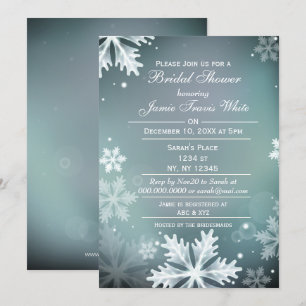 Snowflakes Aqua Winter Bridal invitation
