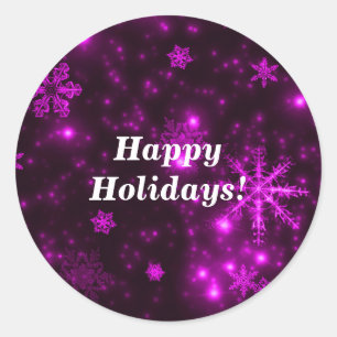 Snowflakes avec Stickers ronds Arrière - plans vio