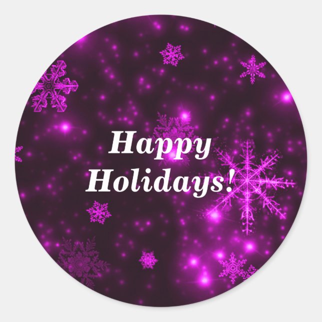 Snowflakes avec Stickers ronds Arrière - plans vio (Devant)