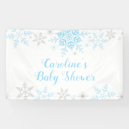 Snowflakes Baby Boy Dusche Blau und Silber Glitzer Banner