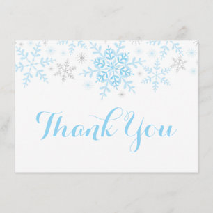 Snowflakes Baby Boy Dusche Blue Silver Vielen Dank Einladung
