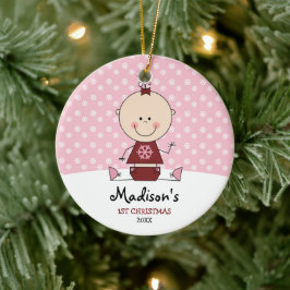 Snowflakes Baby Girl 1. Weihnachten Personalisiert Keramik Ornament